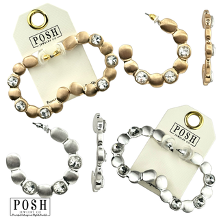 Square shape rhinestone hoop earring