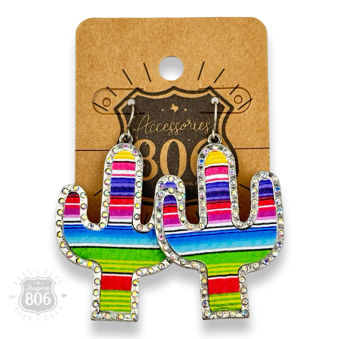 Multi-color zig zag cactus earring, last call