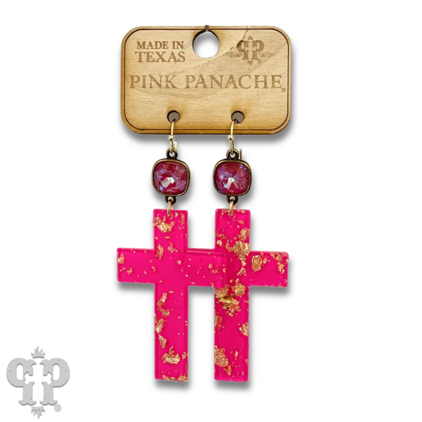 Acrylic neon cross earring with Austrian crystal
