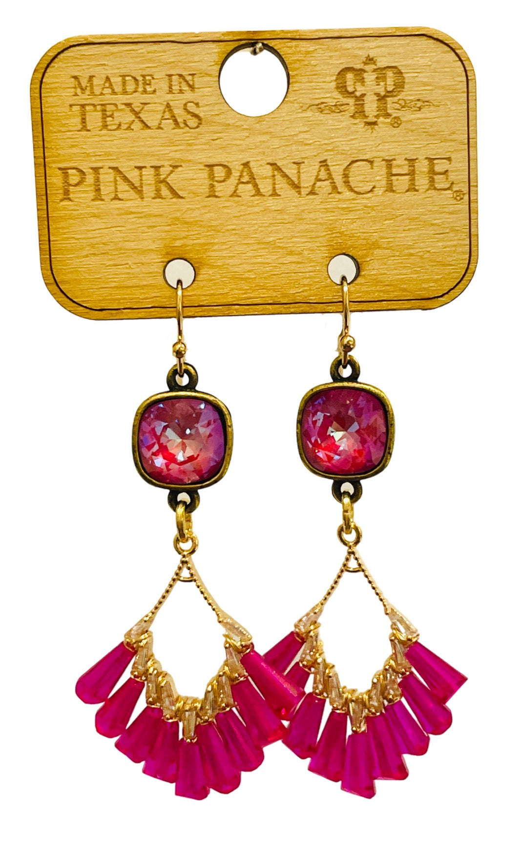 Flute shape bead teardrop earring with Austrian crystal