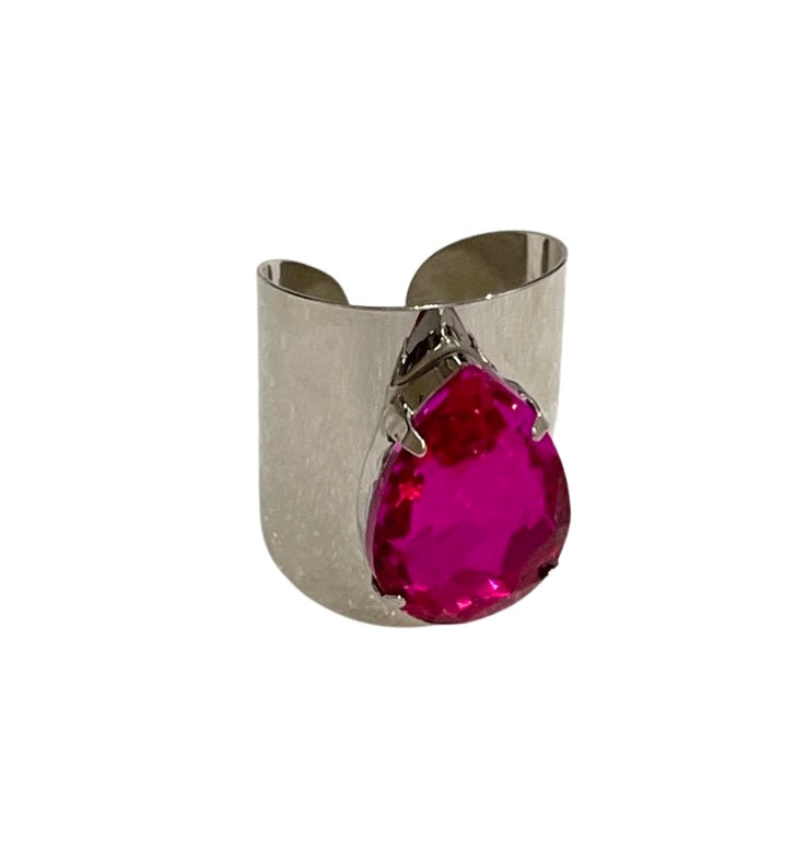 Rhinestone teardrop adjustable base ring