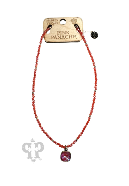Faceted bead necklace with Austrian crystal
