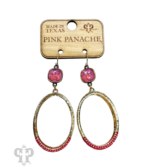 Double side oval earring, Austrian crystal
