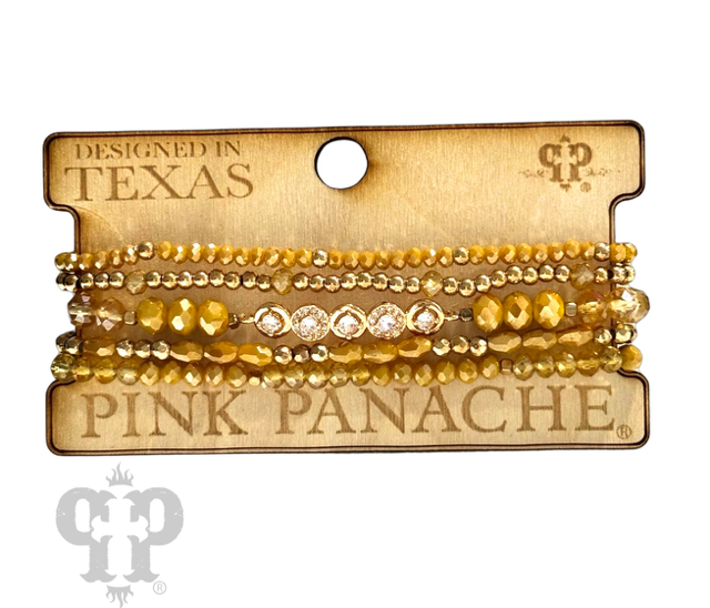 Mixed size bead bracelet with rhinestone accent