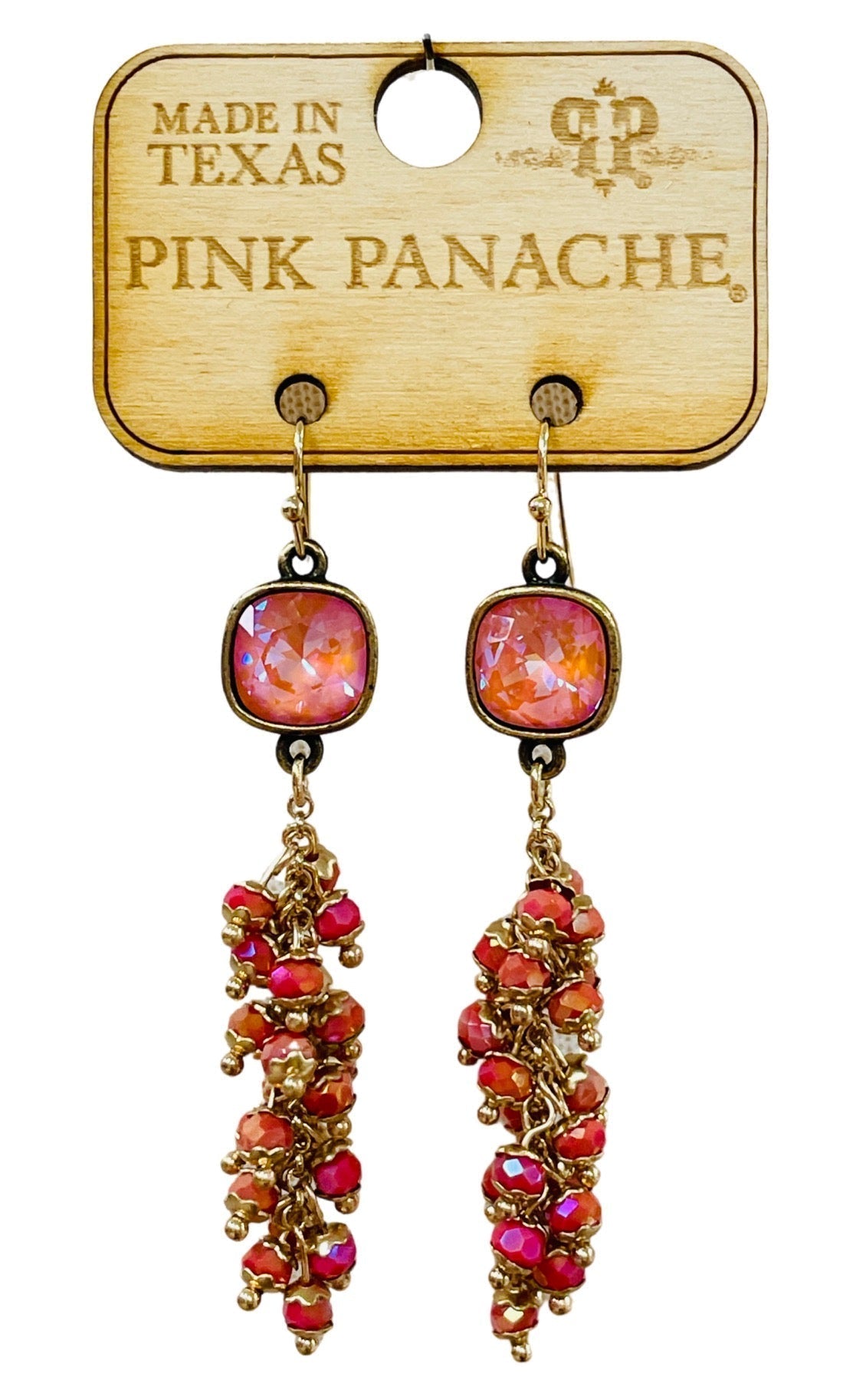 Cluster bead fringe earring with Austrian crystal