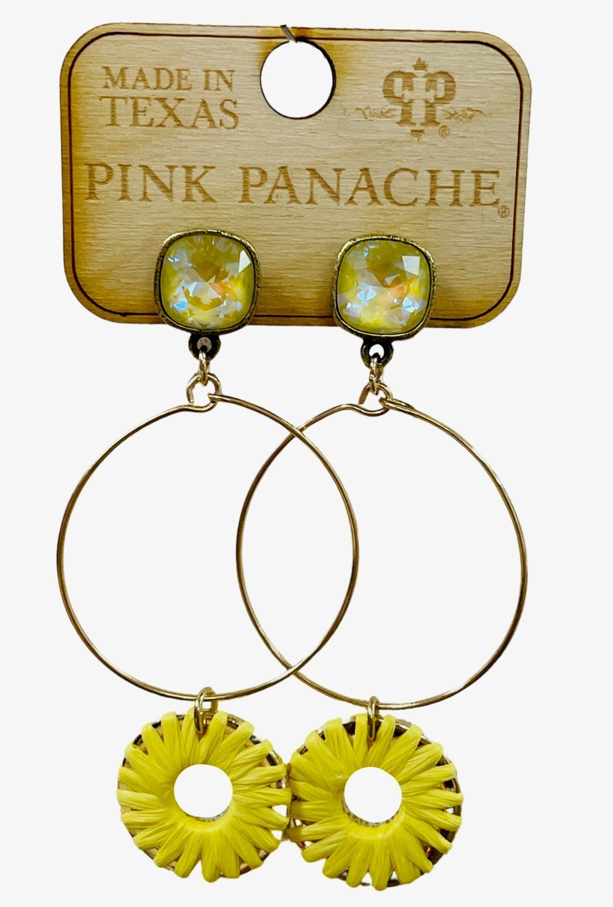 Woven circle earring with Austrian crystal, last call