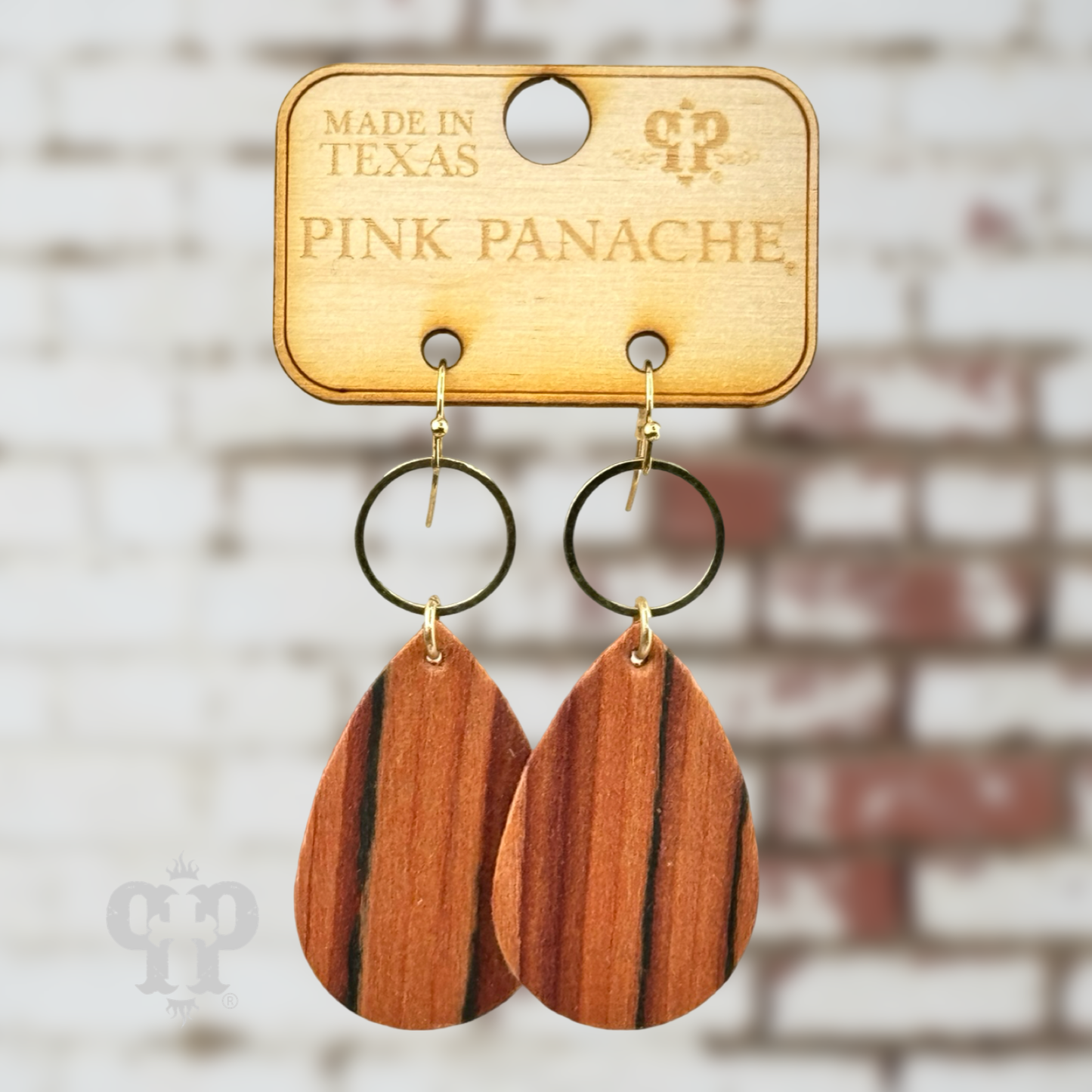 Wooden teardrop and circle earring, last call