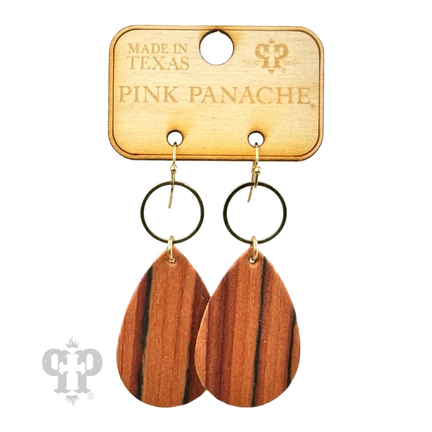 Wooden teardrop and circle earring, last call