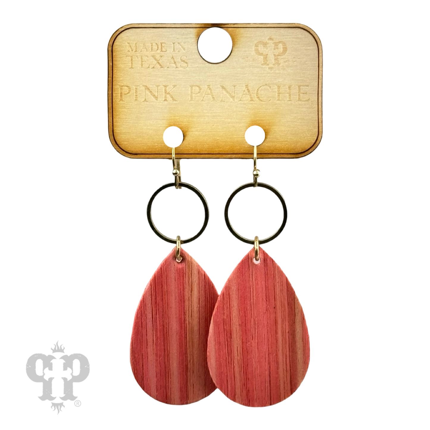 Wooden teardrop and circle earring, last call
