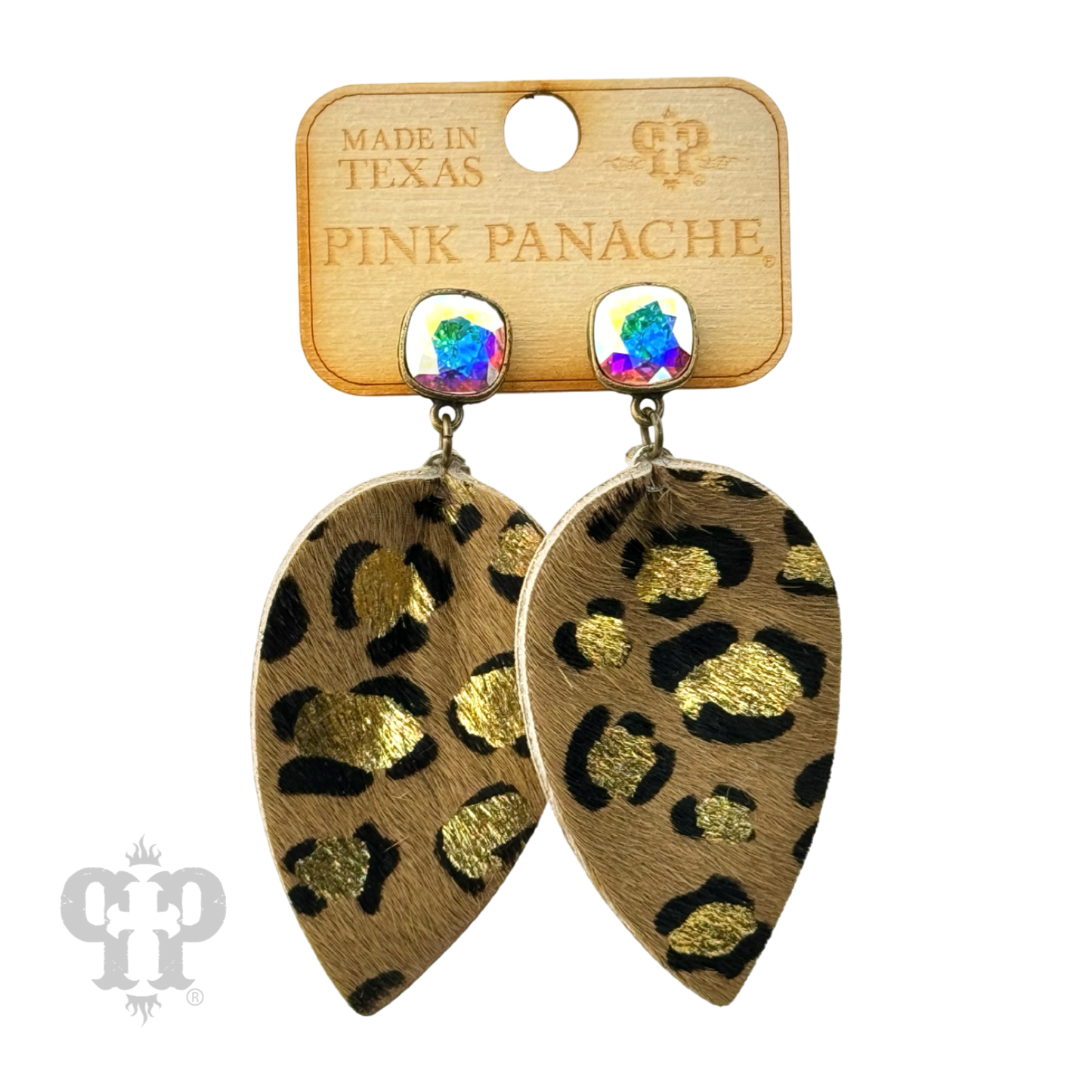 Petal animal print hide earring, last call