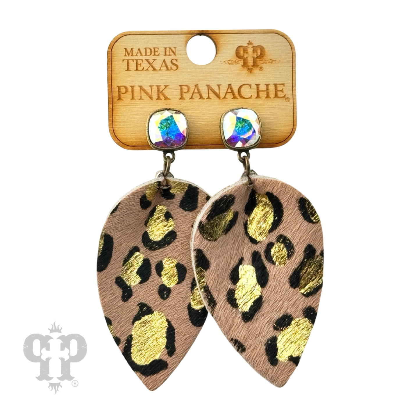 Petal animal print hide earring, last call