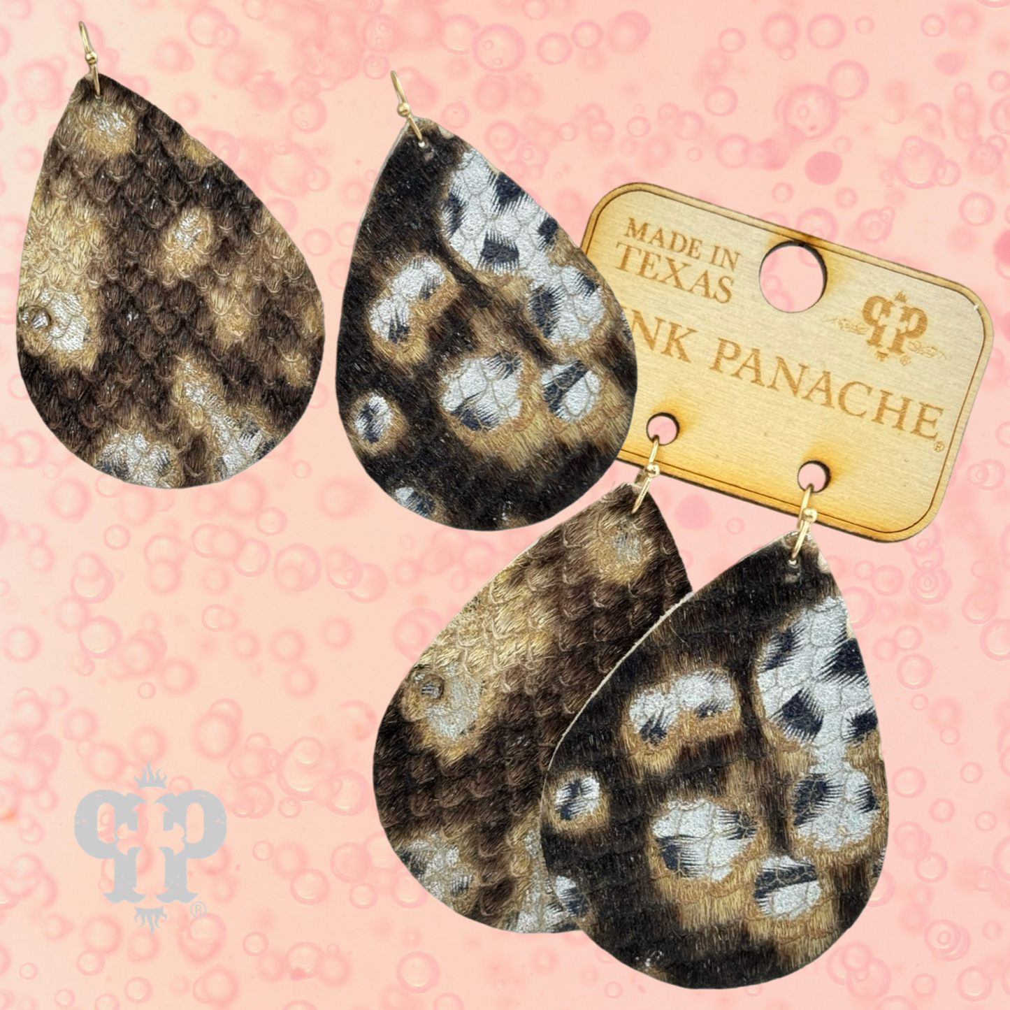 Snake print teardrop earring, last call