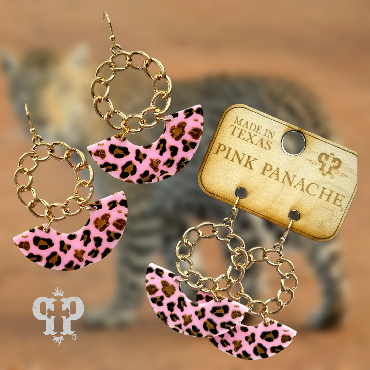 Pink leopard earring, last call