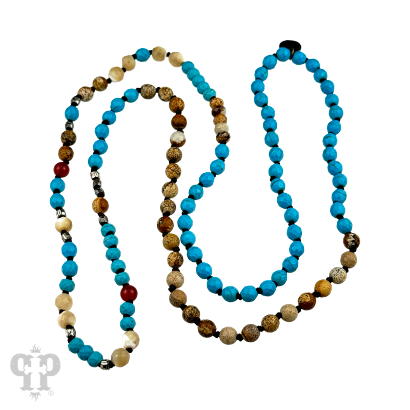 Mixed jasper knotted layering necklace, last call