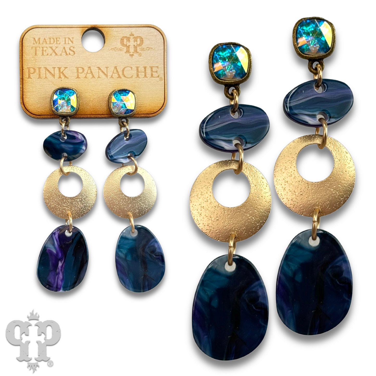 Oval acrylic swirl earring, last call