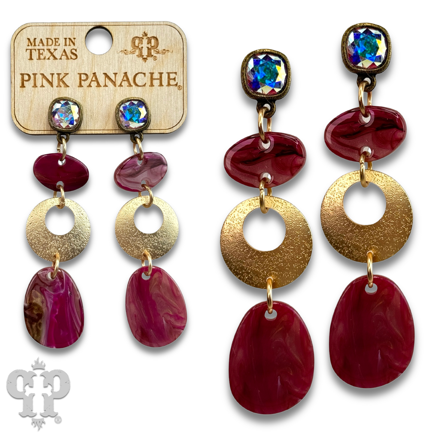 Oval acrylic swirl earring, last call
