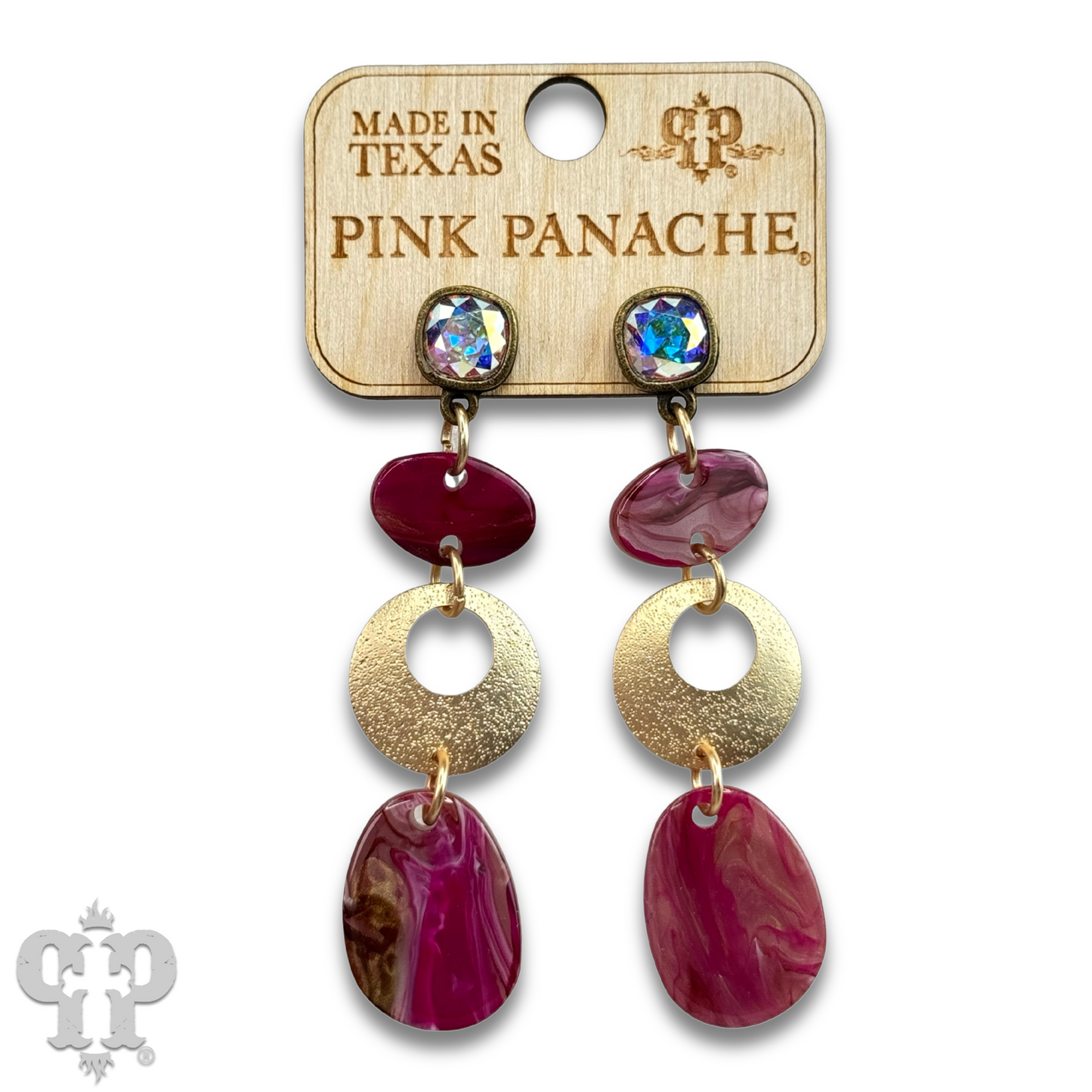 Oval acrylic swirl earring, last call