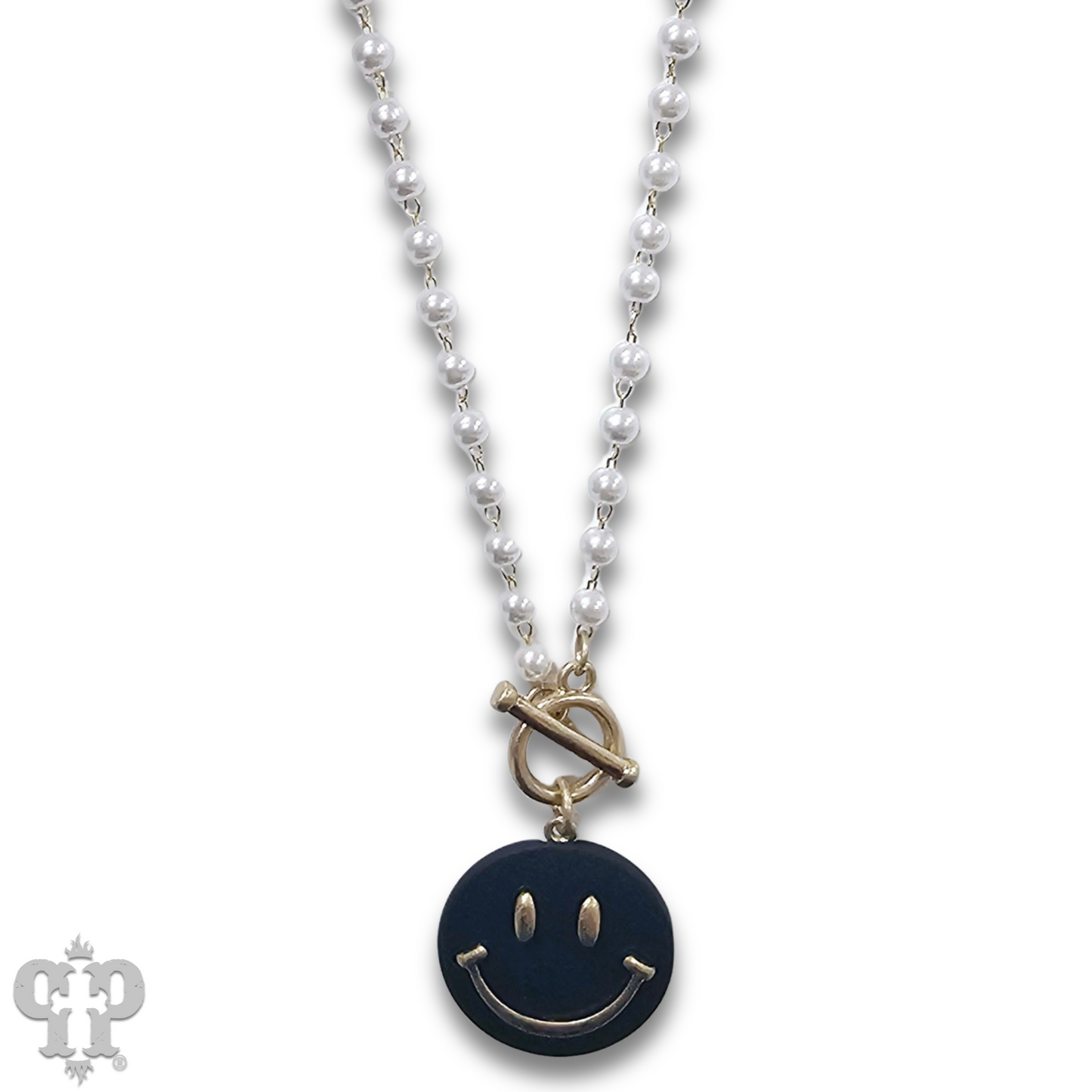Enamel happy face pendant necklace, last call