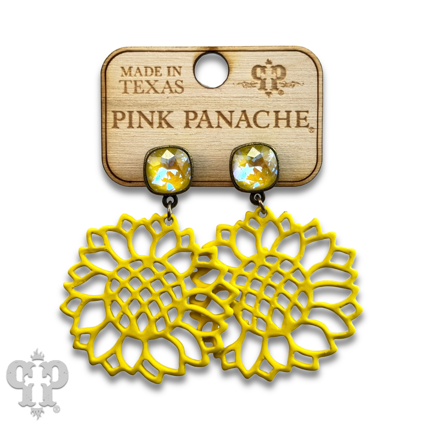 Laser cut flower earring with Austrian crystal, last call