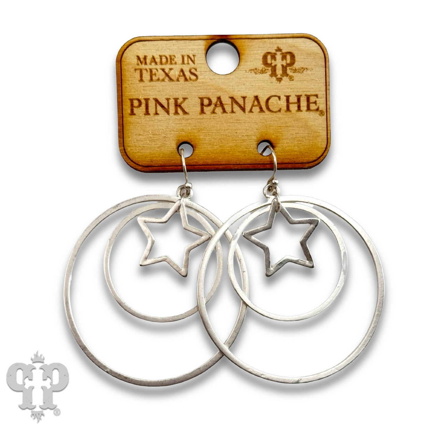 Double circle with center charm earring