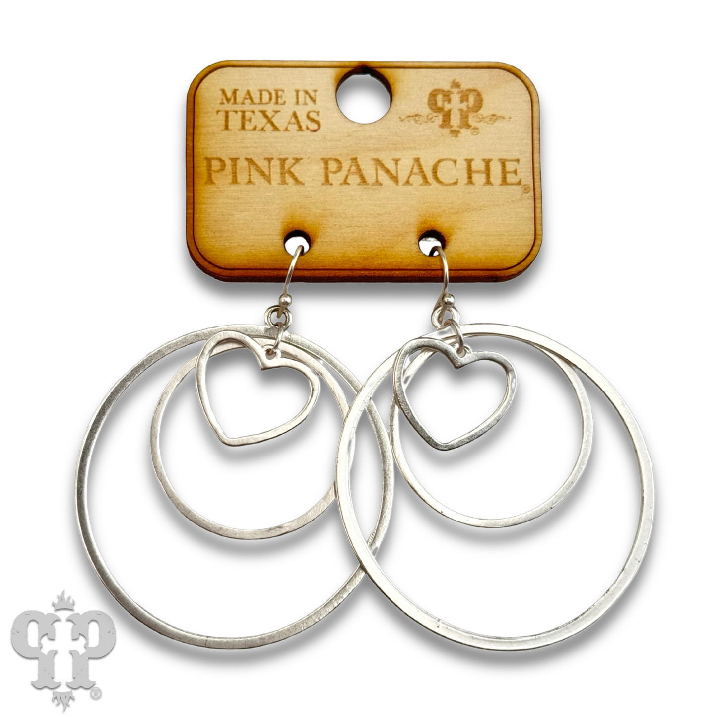 Double circle with center charm earring