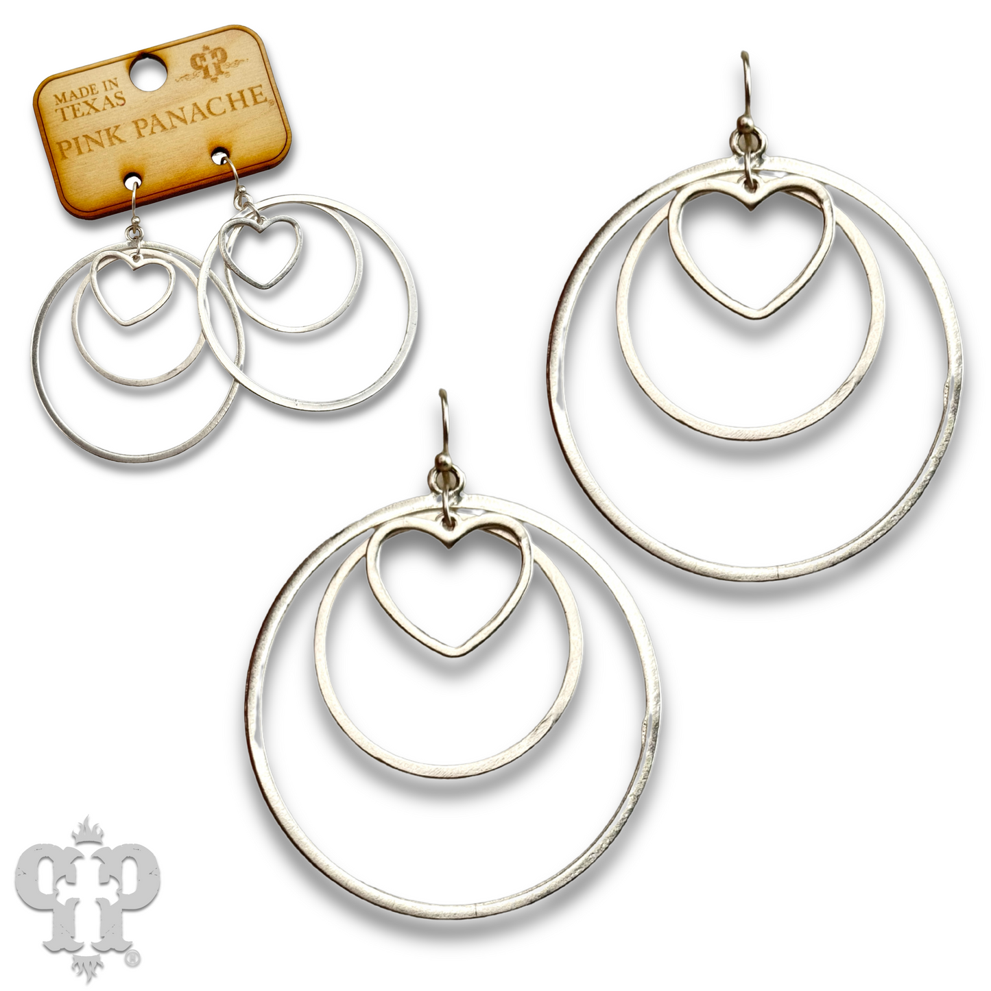 Double circle with center charm earring