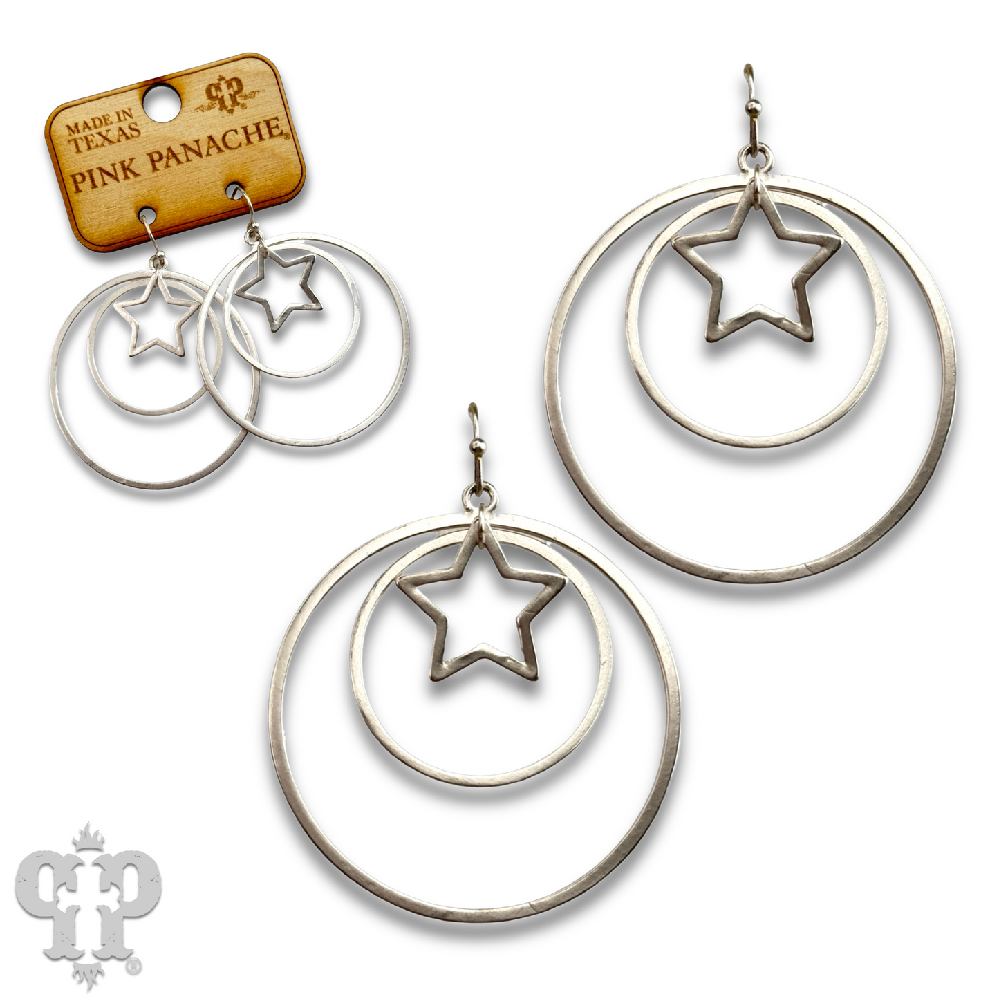 Double circle with center charm earring