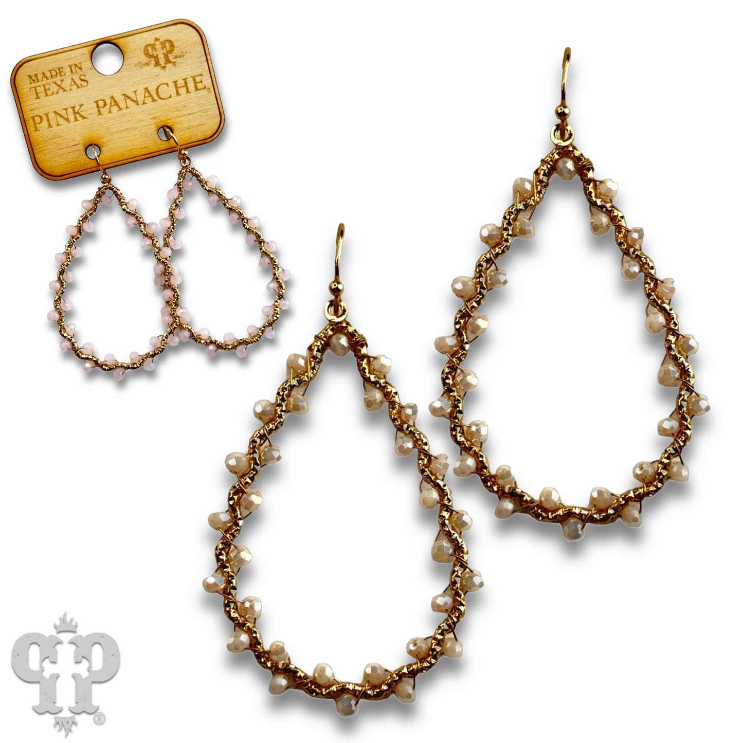Faceted bead wrapped teardrop earring