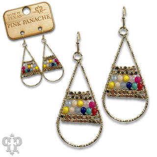 Wire wrapped beads teardrop earring