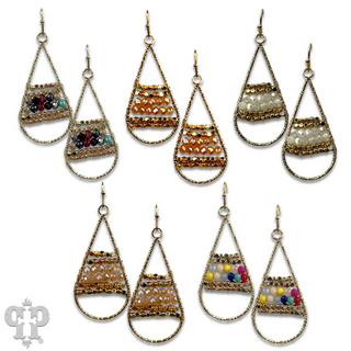 Wire wrapped beads teardrop earring