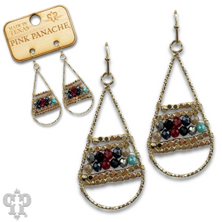 Wire wrapped beads teardrop earring