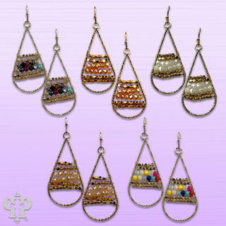 Wire wrapped beads teardrop earring