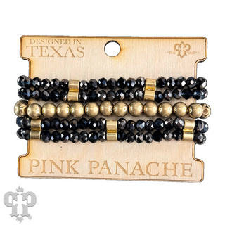 Faceted glass and gold tone bead bracelet