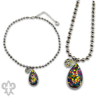 Acrylic confetti pendant necklace