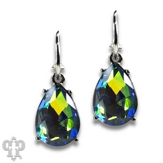 Rhinestone teardrop mini hoop earring