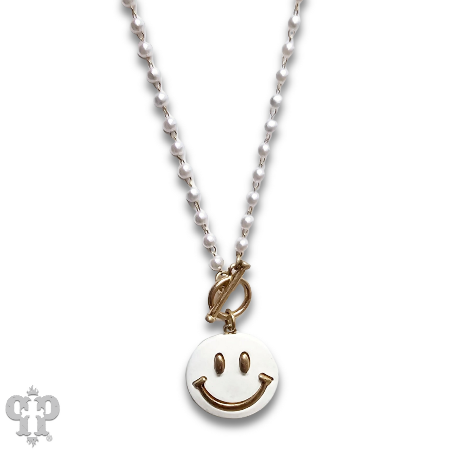 Enamel happy face pendant necklace, last call