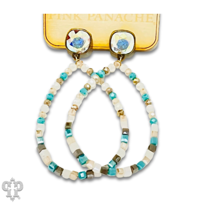 Round and square bead earring with Austrian crystal