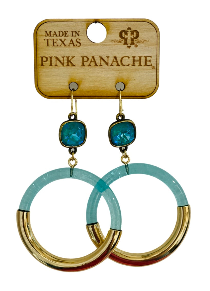 Large acrylic circle earring, Austrian crystal