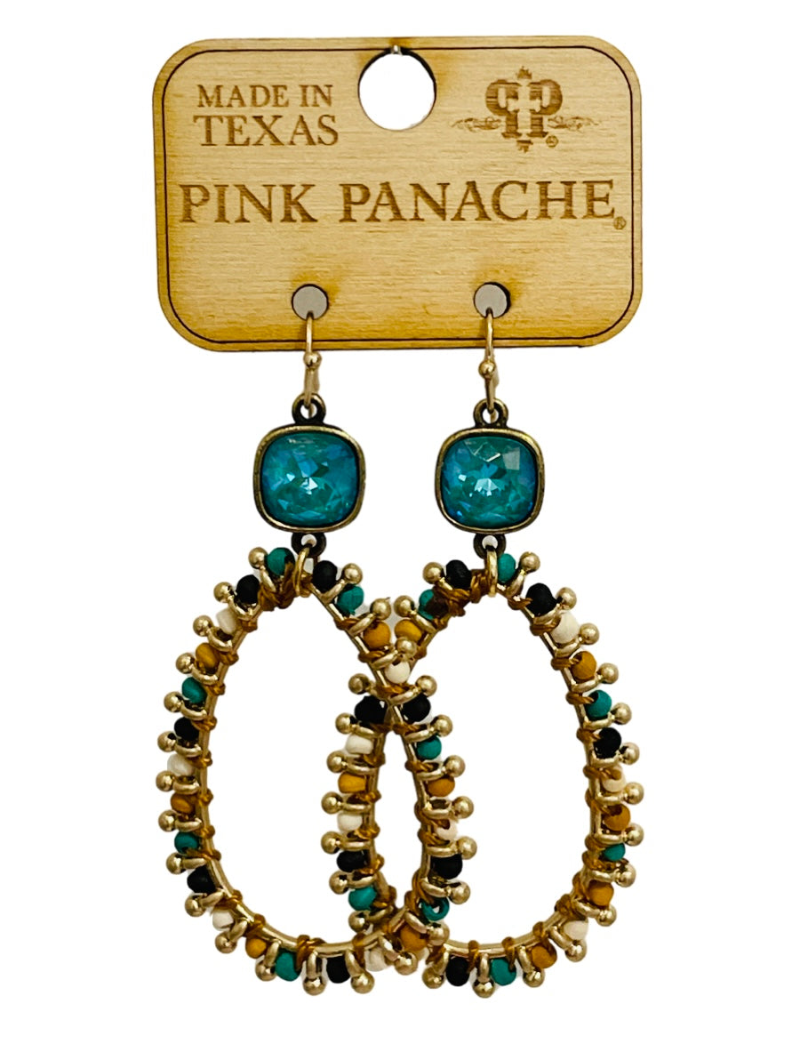 Thread wapped bead teardrop earring with Austrian crystal