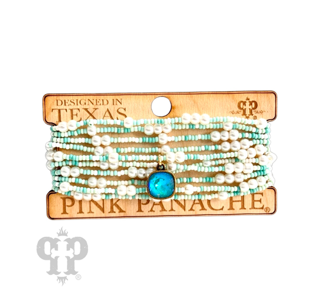 Pearl and color-hue bead bracelet set, Austrian crystal