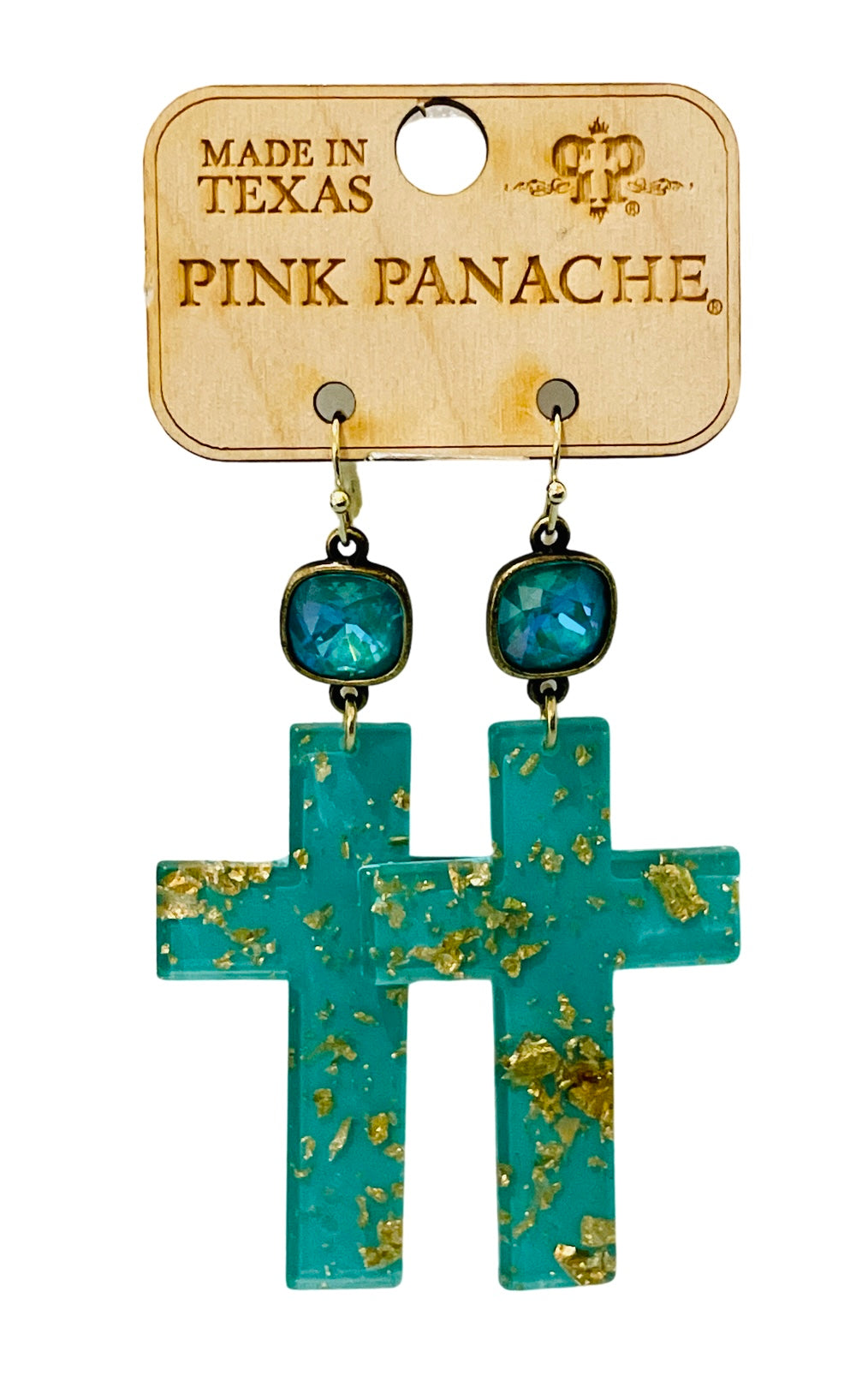 Acrylic neon cross earring with Austrian crystal