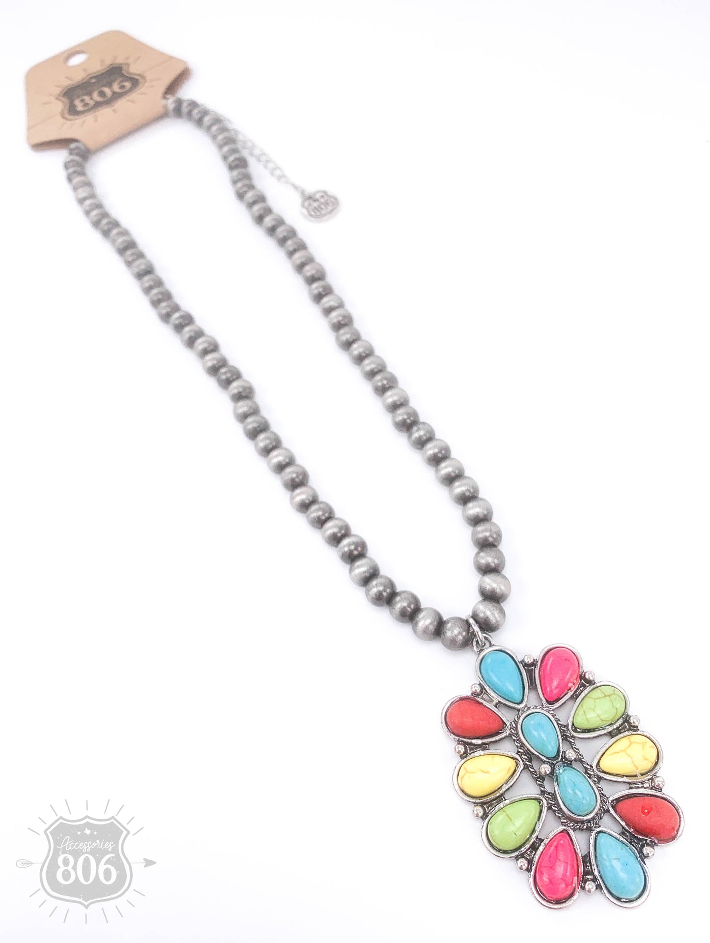 Stone oval flower necklace, last call