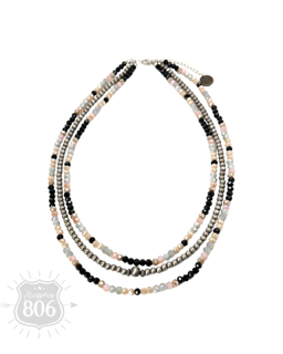 Multi-color and silver beaded necklace