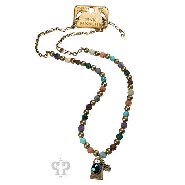 Multi-color charm necklace, Austrian crystal
