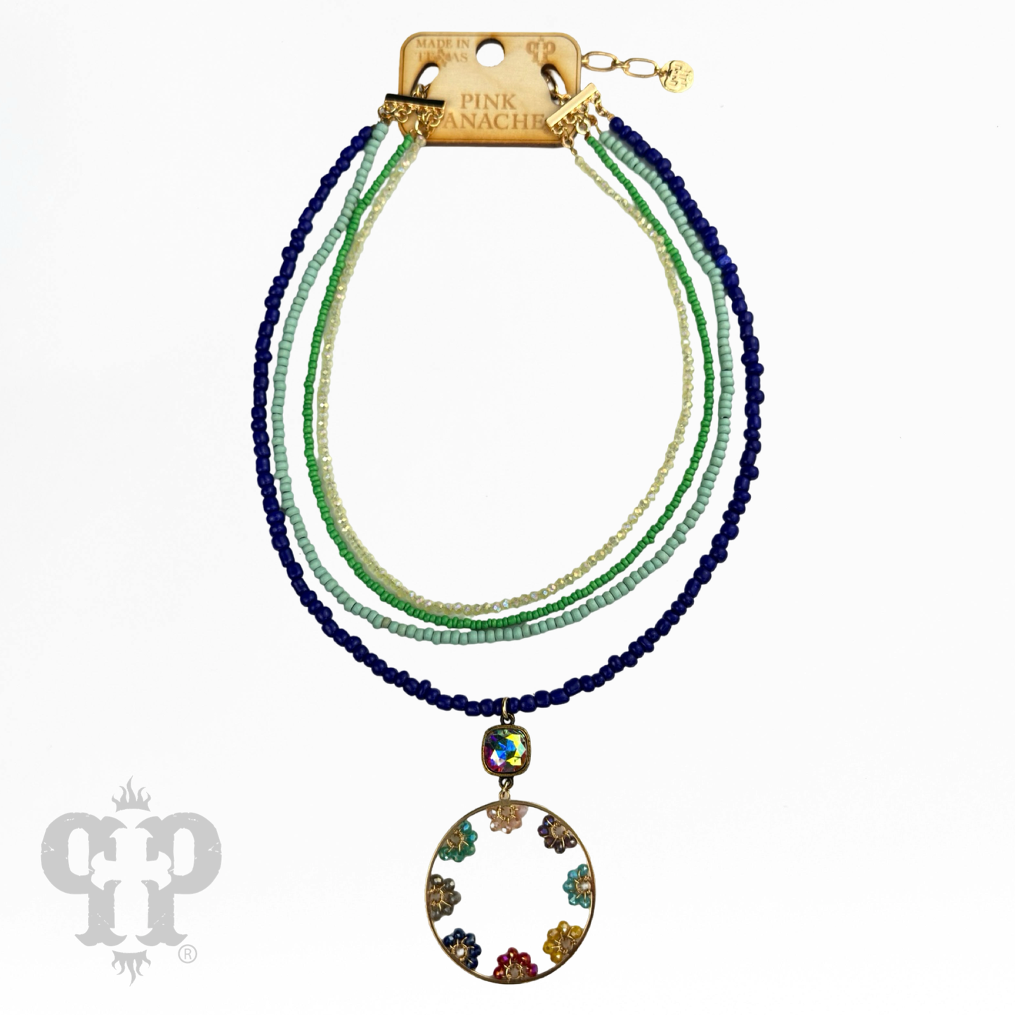Four strand pendant necklace, Austrian crystal