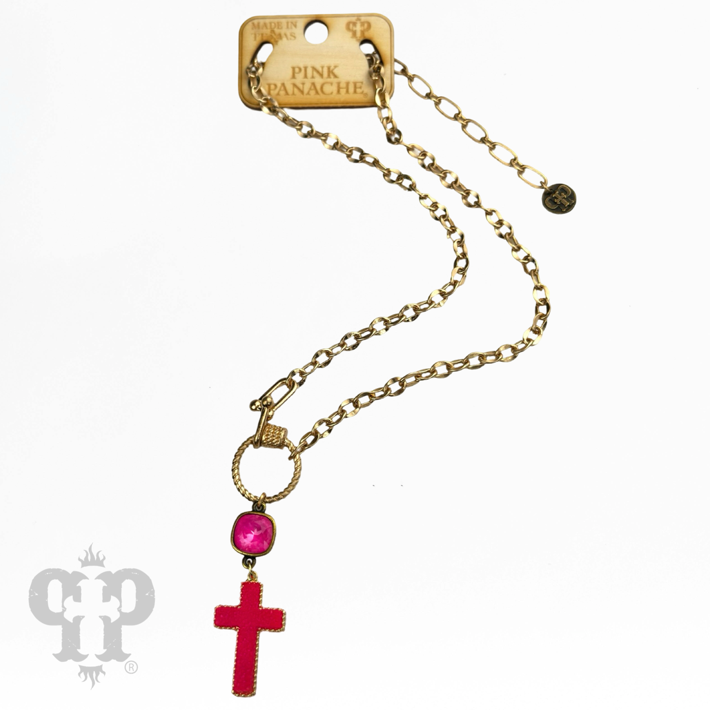 Neon cross necklace, Austrian crystal