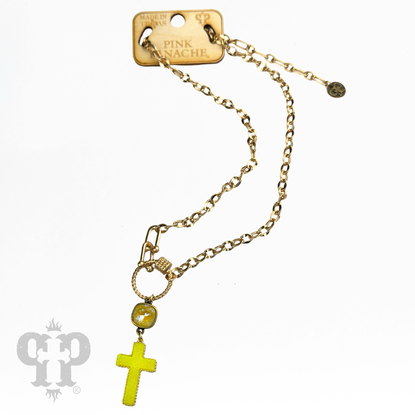 Neon cross necklace, Austrian crystal