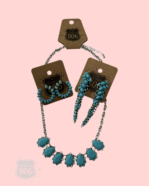 Turquoise side facing hoop earring