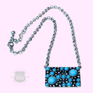 Western burnished rectangle necklace