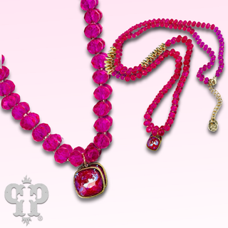 Faceted crystal long necklace with Austrian crystal pendant